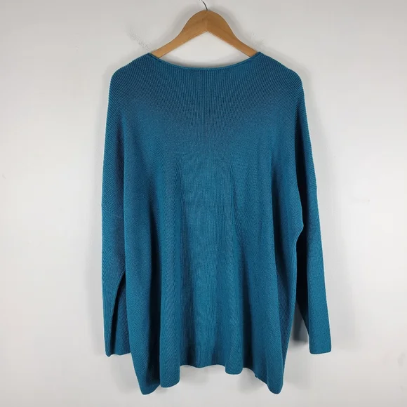 New Eileen Fisher Merino Wool Ribbed Knit Long Sleeve Boxy Pullover Sweater - Picture 5 of 10